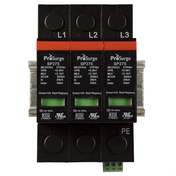 Automation Systems Interconnect Surge Protection Device, 3 Phase, 240/415V, 3 Poles, 3 Wires ASISP275A-3P - main